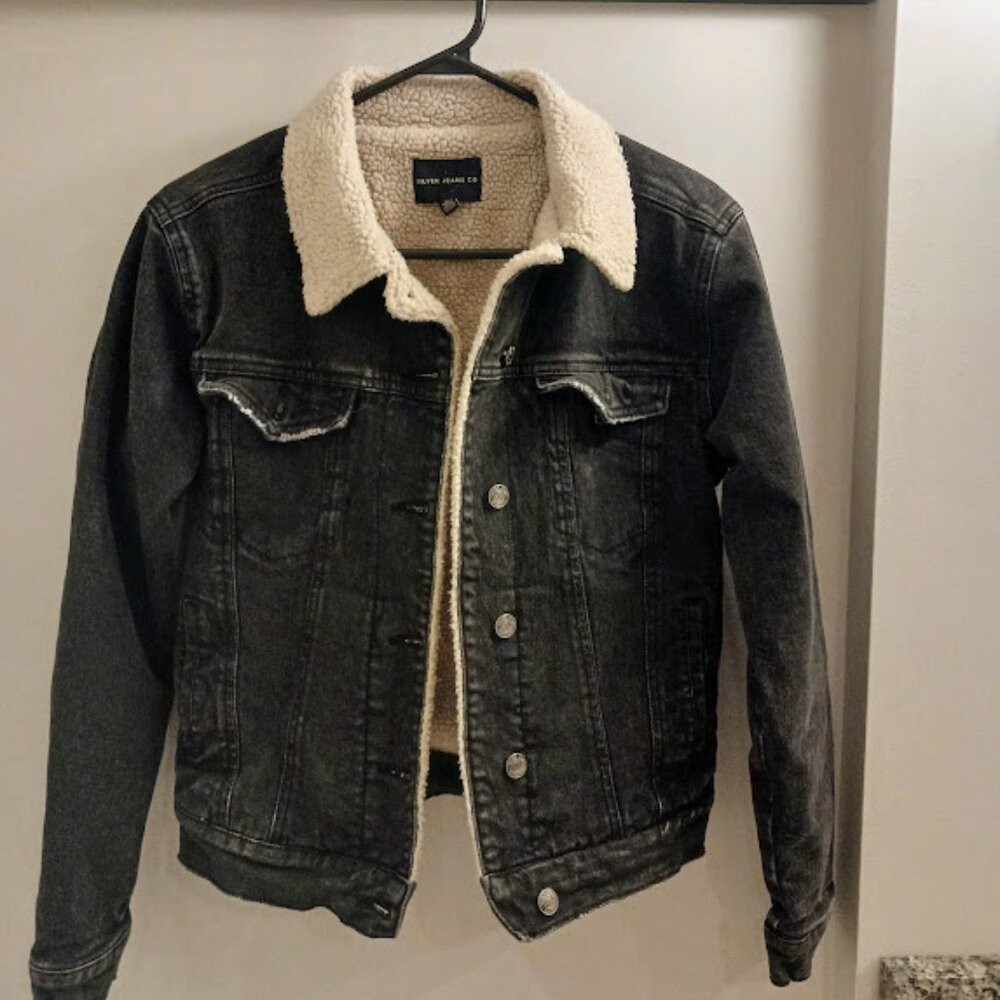 Silver Jeans Co. Black Jean Jacket with Sherpa Lining - Women's S/P